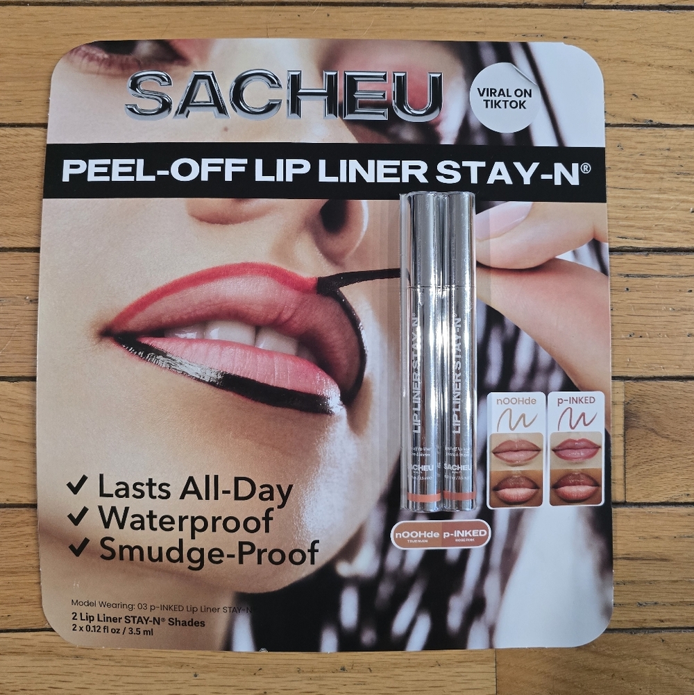SACHEU Peel Off Lip Liner STAY-N 2-pack nOOHde And p-INKED Waterproof All Day
